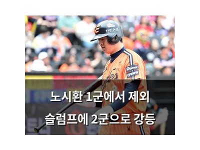 노시환 1군에서 제외 슬럼프에 2군으로 강등