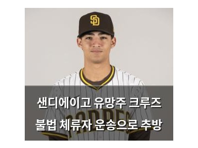 샌디에이고 유망주 크루즈 불법 체류자 운송으로 추방