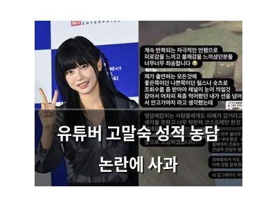 유튜버 고말숙 성적 농담 논란에 사과