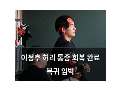 이정후 허리 통증 회복 완료 복귀 임박