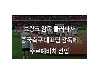 브랑코 감독 물러나자 중국축구 대표팀 감독에 주르예비치 선임