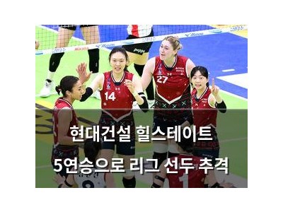 현대건설 힐스테이트 5연승으로 리그 선두 추격