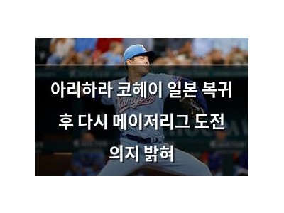 아리하라 코헤이 일본 복귀 후 다시 메이저리그 도전 의지 밝혀